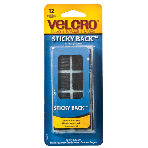 Velcro Sticky Back Squares, Black, 7/8" - 1 Pkg