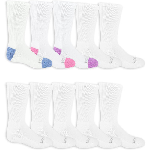 FOTL Girls' Cushioned Crew Socks, Medium - 10 Pair