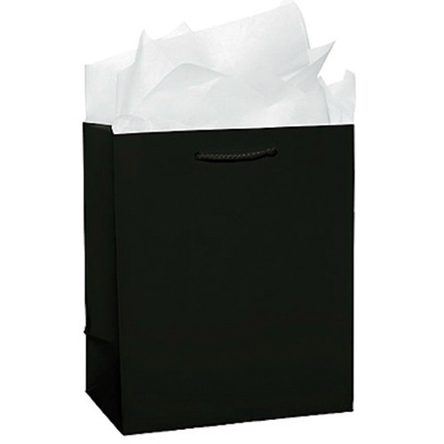 Solid Glossy Gift Bag, Black, 9X8X4" - 1 Pkg