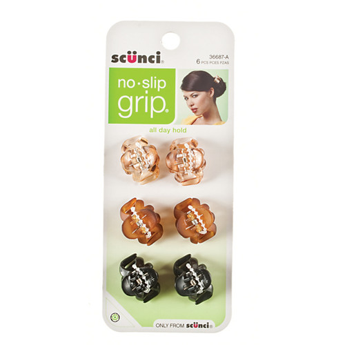 Octo Jaw Hair Clip-Small No Slip, Asst, 6 Ct - 1 Pkg