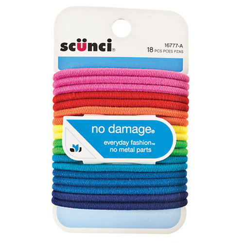 Hair Elastics-Large-No Damage, Assorted Brights, 18 Ct - 1 Pkg