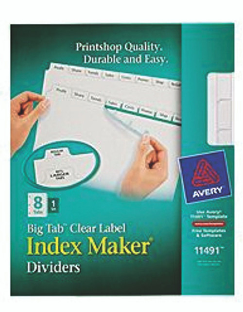Avery (11491) 8 "Big Tab" Print & Apply Clear Label Dividers - 1 Set