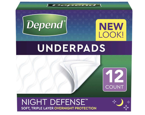 Depend Incontinence Bed Protectors, Disposable Underpad, Overnight Absorbency, 24 Count