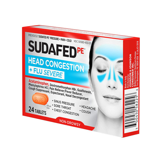 Sudafed Head Congestion + Flu Severe - 24 ct