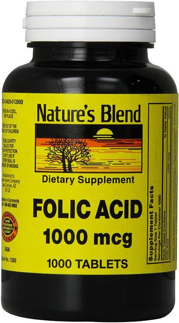 Nature's Blend Folic Acid 1000 mcg - 1000 ct