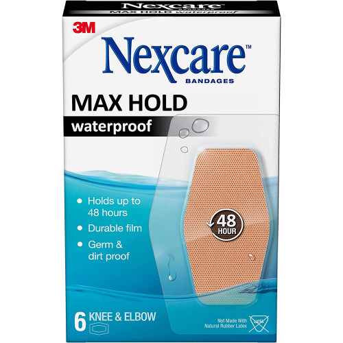 Nexcare Max Hold Waterproof Bandages Knee & Elbow - 6 ct