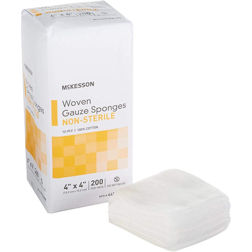 McKesson Woven Gauze Sponges 12-Ply 4"x4" - 200 ct