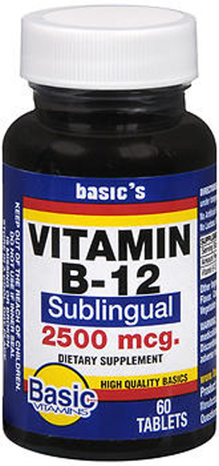 Basic Vitamins Vitamin B-12 2500 mcg Tablets Sublingual - 60 ct