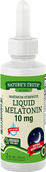 Nature's Truth Maximum Strength Melatonin 10 mg Dietary Supplement Liquid Natural Berry Flavor - 2 oz