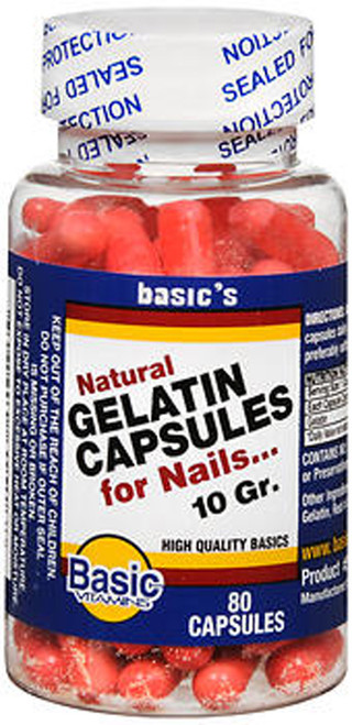 Basic Vitamins Natural Gelatin Capsules For Nails - 80 ct