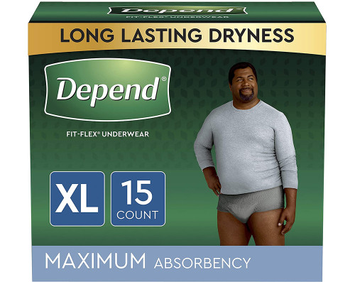 Depend Fit-Flex Underwear for Men X-Large Maximum Absorbency - 2 pks of 15