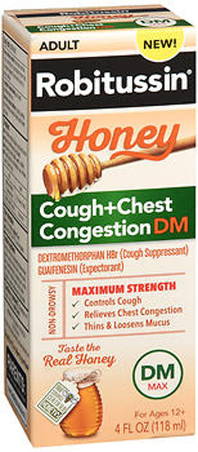 Robitussin Adult Honey Cough + Chest Congestion DM Liquid - 4 oz