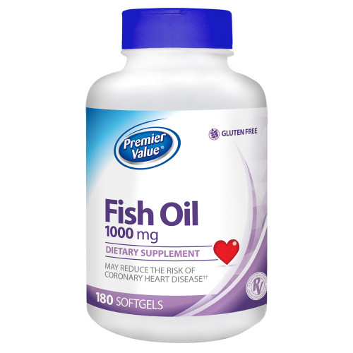 Premier Value Fish Oil Vitamin Supplement - 1000mg, Softgels 180
