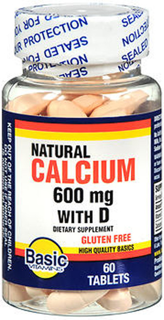Basic Vitamins Natural Calcium 600 mg with D - 60 Tablets