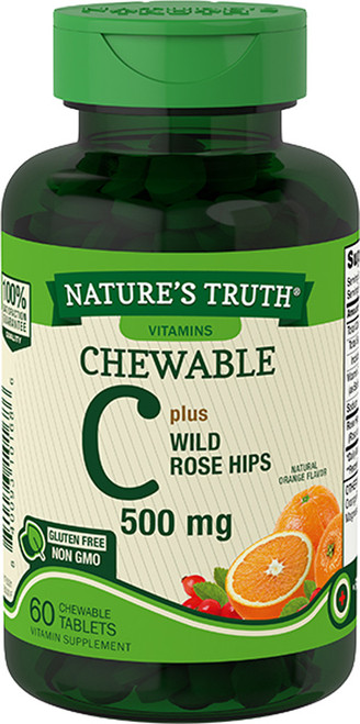 Nature's Truth Chewable C 1000 mg plus Wild Rose Hips Tablets Natural Orange Flavor - 60 ct