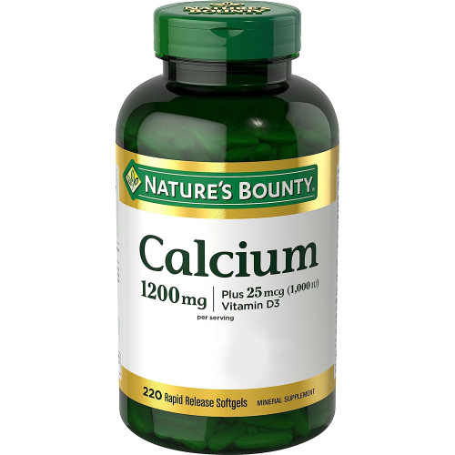 Nature's Bounty Calcium 1200 mg Plus Vitamin D3 Mineral Supplement Softgels - 220 ct