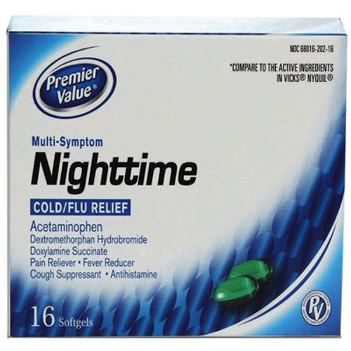 Premier Value Nighttime Softgels (Non Pseudo) - 16ct