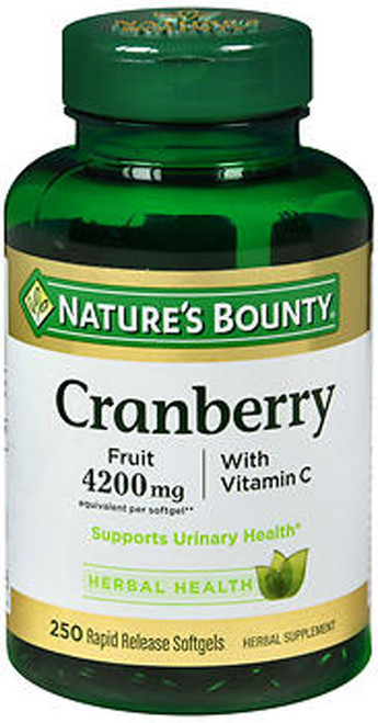Nature's Bounty Cranberry 4200 mg With Vitamin C Herbal Supplement Softgels - 250 ct