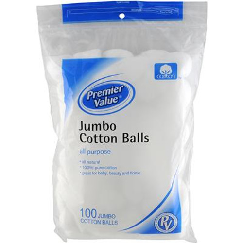 Premier Value Cotton Balls 100% Triple Size - 100 ct