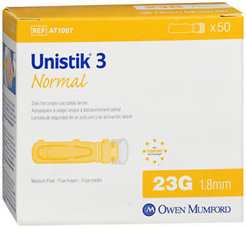 Unistik 3 Normal, Safety Lancets - 50 single-use safety lancets