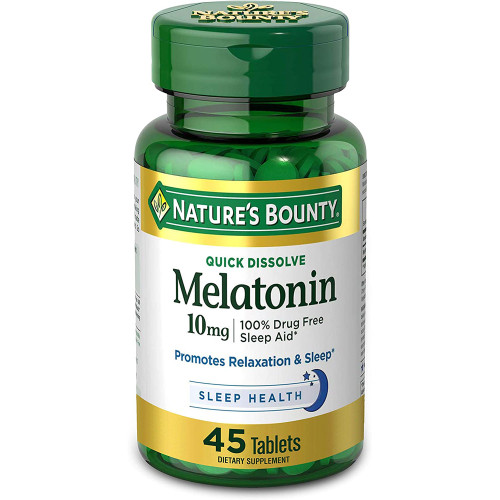 Nature's Bounty Melatonin 10 mg Quick Dissolve Maximum Strength Cherry Flavored - 45 Tablets