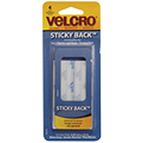 Velcro Sticky Back Strips, White, 3/4"X4" - 1 Pkg