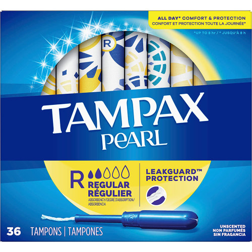 Tampax Pearl Plastic Applicator Tampons Regular Absorbency - 36 Ct.