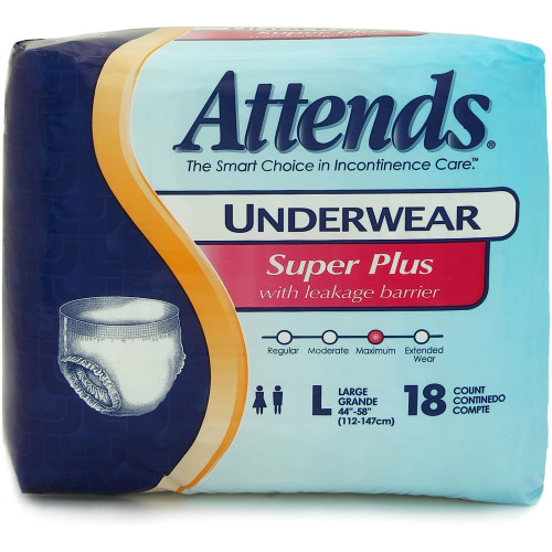 Attends Underwear Super Plus Absorbency Large - 4 pks of 18