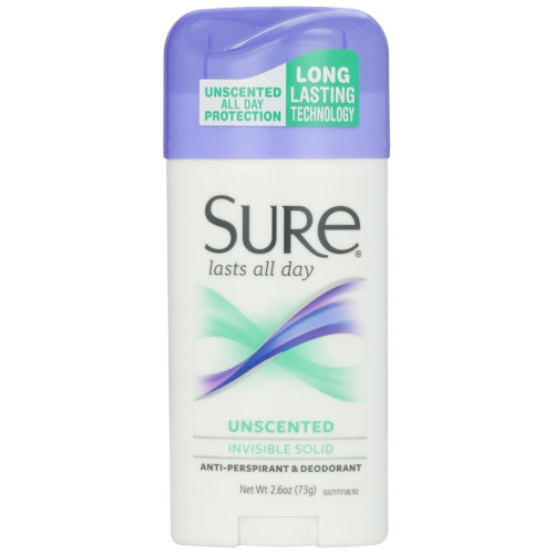 Sure Anti-Perspirant Deodorant Invisible Solid Unscented - 2.6 oz