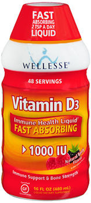 Wellesse Vitamin D3 1000 IU Liquid Natural Berry Flavor - 16 oz