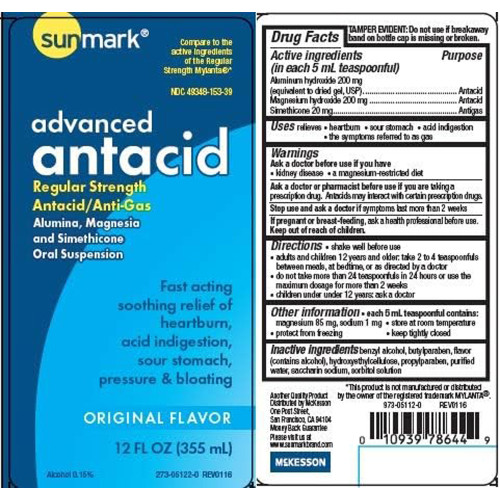 Sunmark Advanced Antacid Liquid Regular Strength Original Flavor  - 12 oz