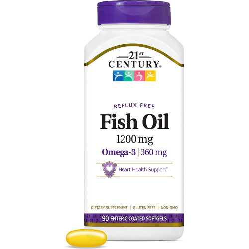 21st Century Fish Oil 1200 mg Supplement - 90 Enteric Coated Softgels