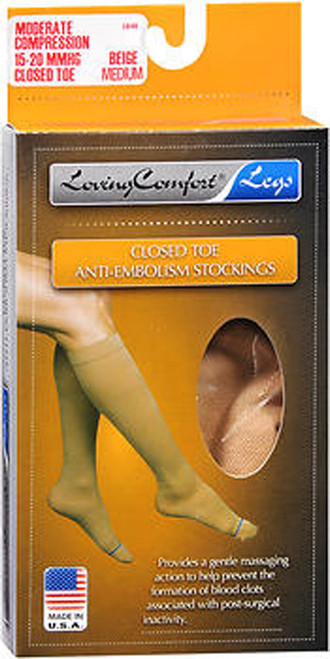 Loving Legs Closed Toe Anti-Embolism Stockings Moderate Beige Medium-1 pair