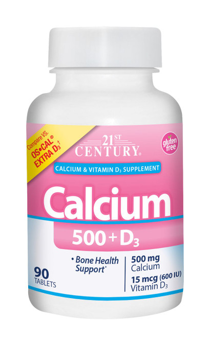 21st Century Calcium 500 + D3 Plus Extra Tablets - 90ct