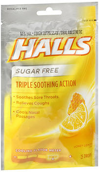 Halls Mentho-Lyptus Drops Sugar Free Honey-Lemon - 25 ct