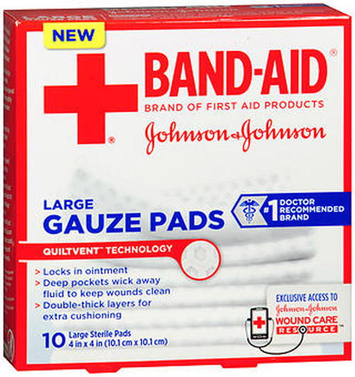 Johnson & Johnson Red Cross First Aid Gauze Pads 4x4" - 10 ct