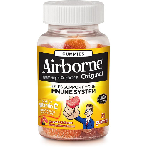 Airborne Gummies Assorted Fruit Flavors - 21 Each