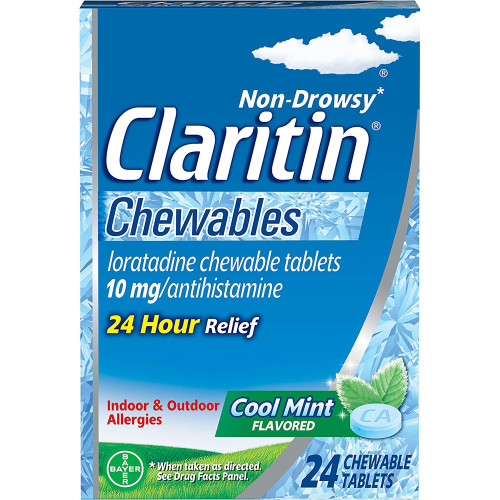 Claritin 24 Hour Allergy Chewable Tablets Cool Mint - 24 ct