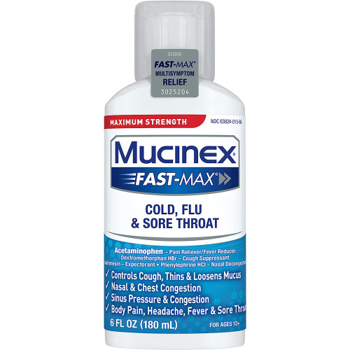 Mucinex Fast-Max Cold, Flu & Sore Throat Liquid - 6 oz