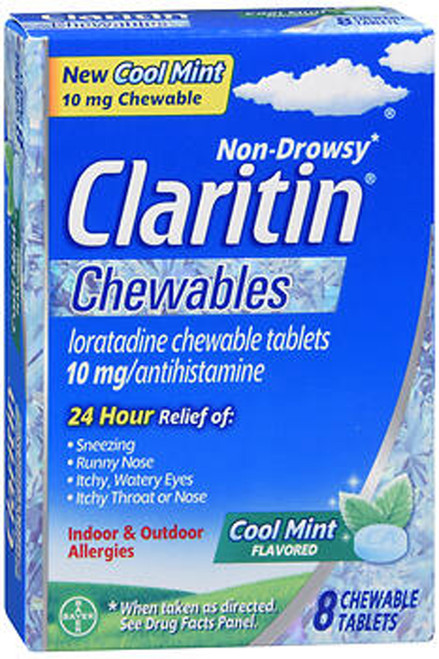 Claritin 24 Hour Allergy Chewable Tablets Cool Mint - 8 ct