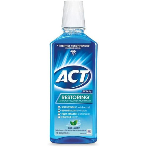 ACT Restoring Anticavity Fluoride Mouthwash Cool Mint - 18 oz