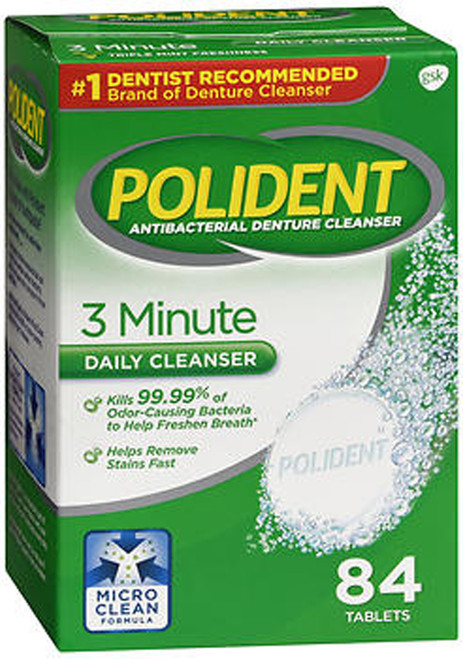 Polident Antibacterial Denture Cleanser Tablets 3 Minute - 84 ct