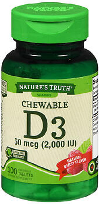 Nature's Truth D3 50 mcg (2,000 IU) Chewable Tablets Natural Berry Flavor - 100 ct