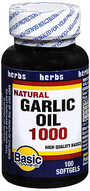 Basic Vitamins Natural Garlic Oil 1000 Softgels - 100 ct