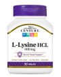21st Century L-Lysine HCL 600 mg Dietary Supplement Tablets - 90 ct