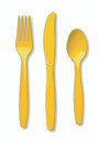 Solid Color Assorted Cutlery - School Bus Yellow, 6-7
