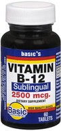 Basic Vitamins Vitamin B-12 2500 mcg Tablets Sublingual - 60 ct