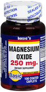 Basic Vitamins Magnesium Oxide 250 mg Caplets - 100 ct