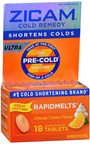 Zicam Ultra Cold Remedy RapidMelts Quick Dissolve Tablets Orange Cream Flavor - 18 ct
