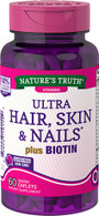 Nature's Truth Ultra Hair, Skin & Nails plus Biotin Coated Caplets - 60 ct